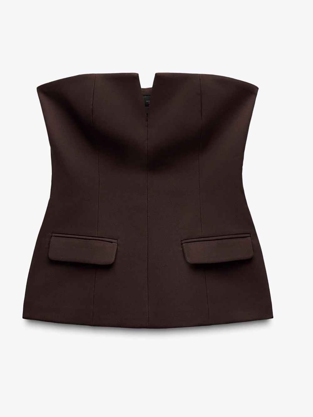 Zara Dark Brown Strapless Structured Top
